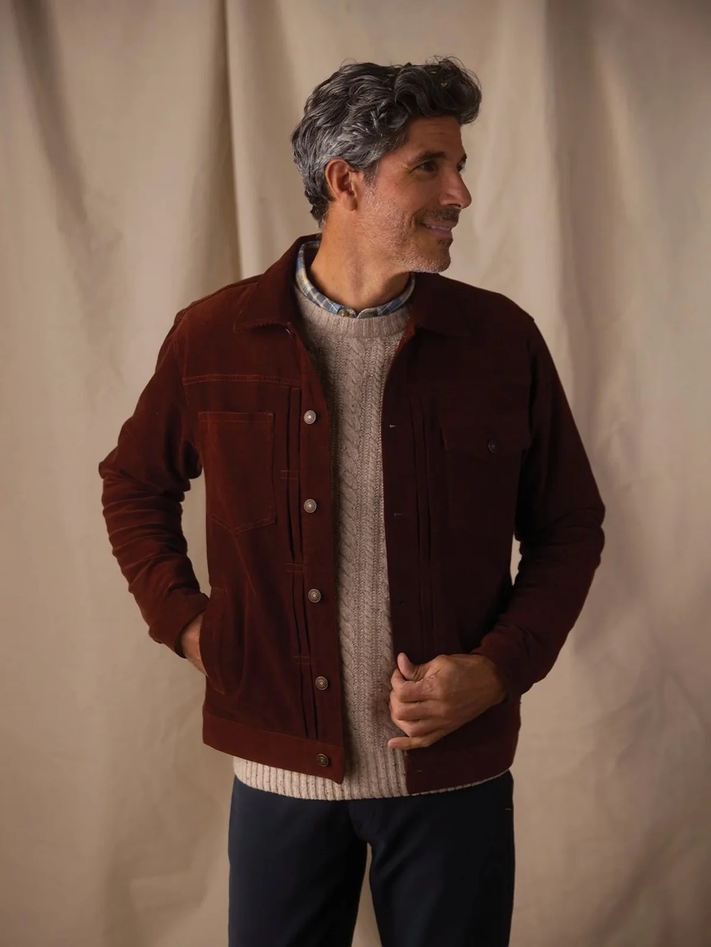 The Normal Brand Men's Cord Type 2 Trucker Jacket In Spice Brandy Color Size M